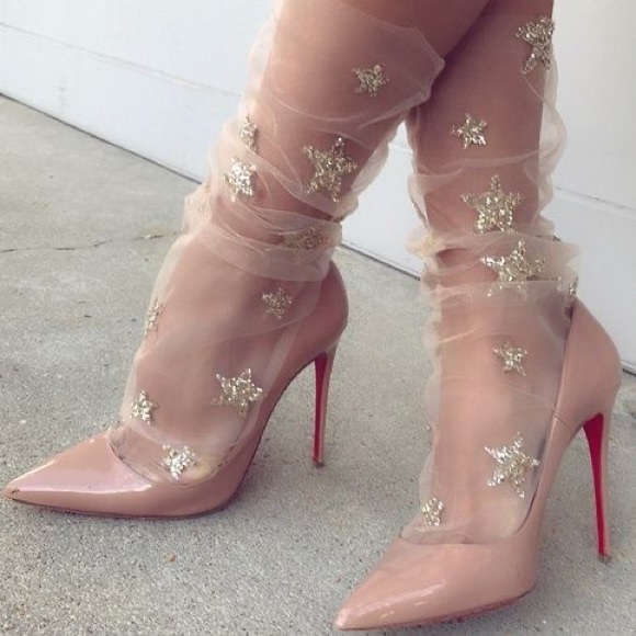 ⭐️HP⭐️ Star Sparkle Socks - Gold - Picture 1 of 8